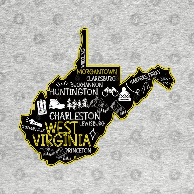 Morgantown West Virginia Map Lewisburg Huntington by BoogieCreates